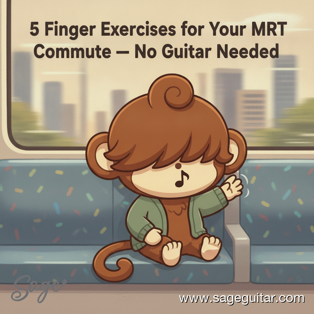 BabySage on MRT train doing a finger exercise with hand raised