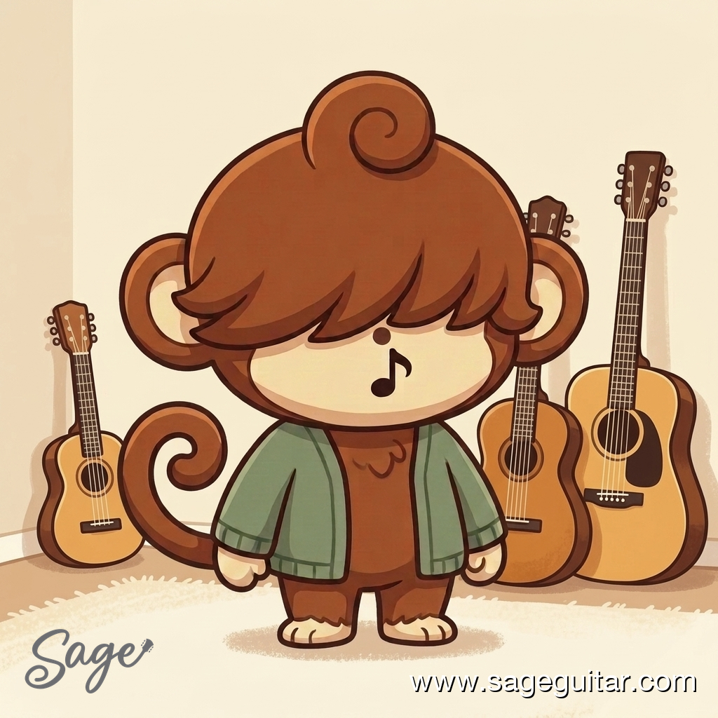 BabySage with guitars sized for a child, a teen and an adult