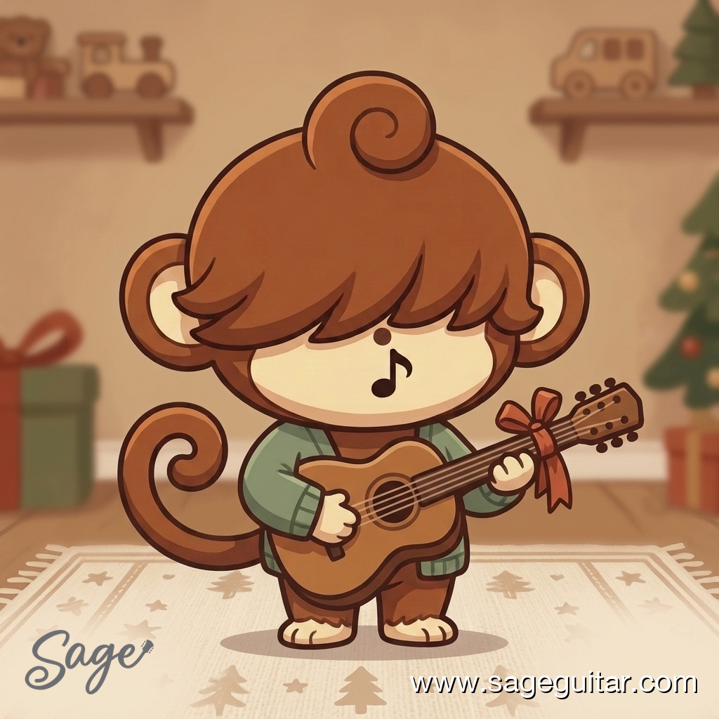 BabySage presenting an acoustic guitar as a gift