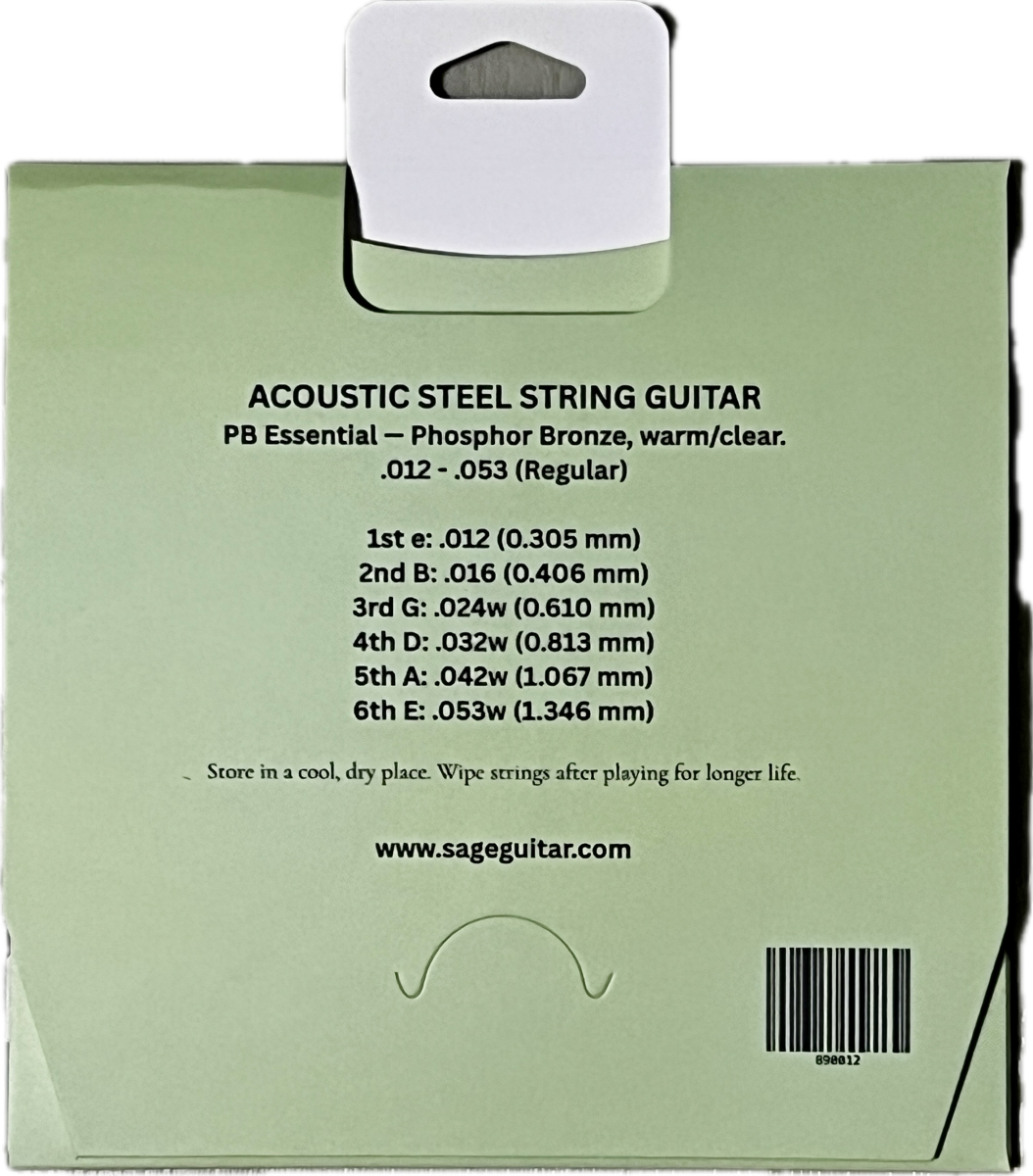 Sage Phosphor Bronze Acoustic Strings – Gauge 12